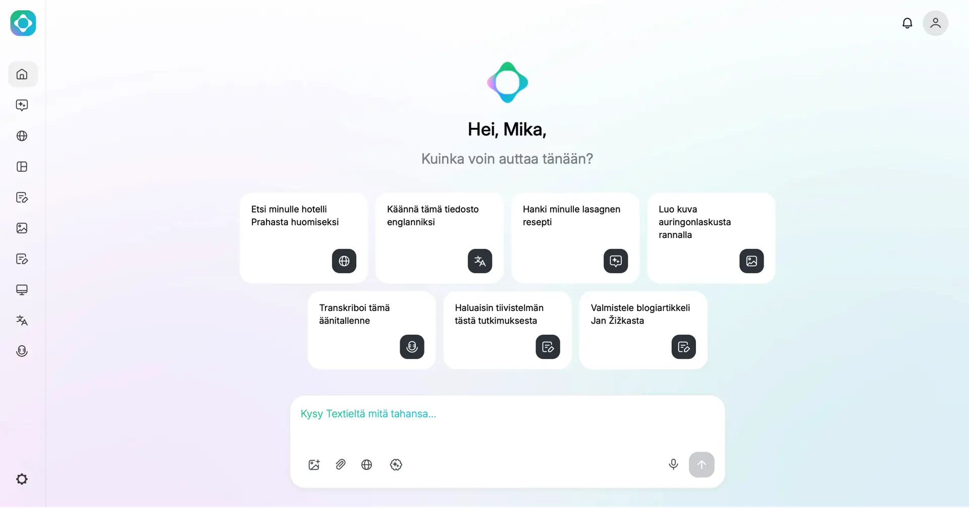 Dashboard of Textie AI