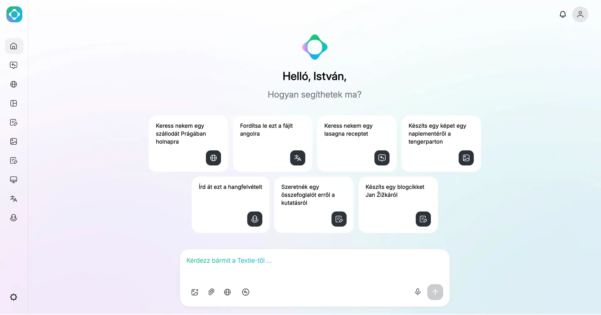Dashboard of Textie AI