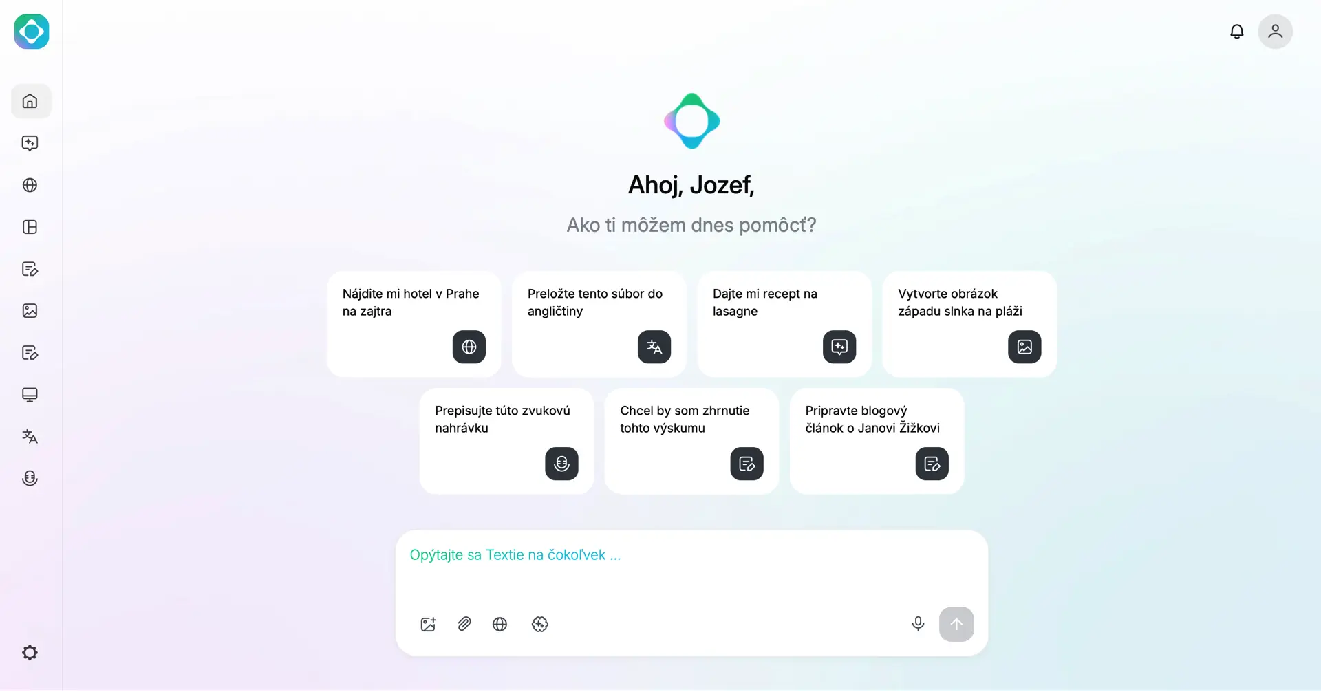 Dashboard of Textie AI